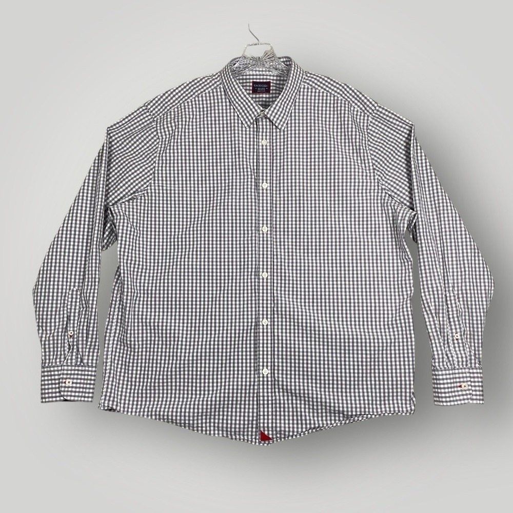 UNTUCKit Mens XXLarge Gray White Gingham Check Dress Long Sleeve Button Up Shirt - Picture 1 of 10